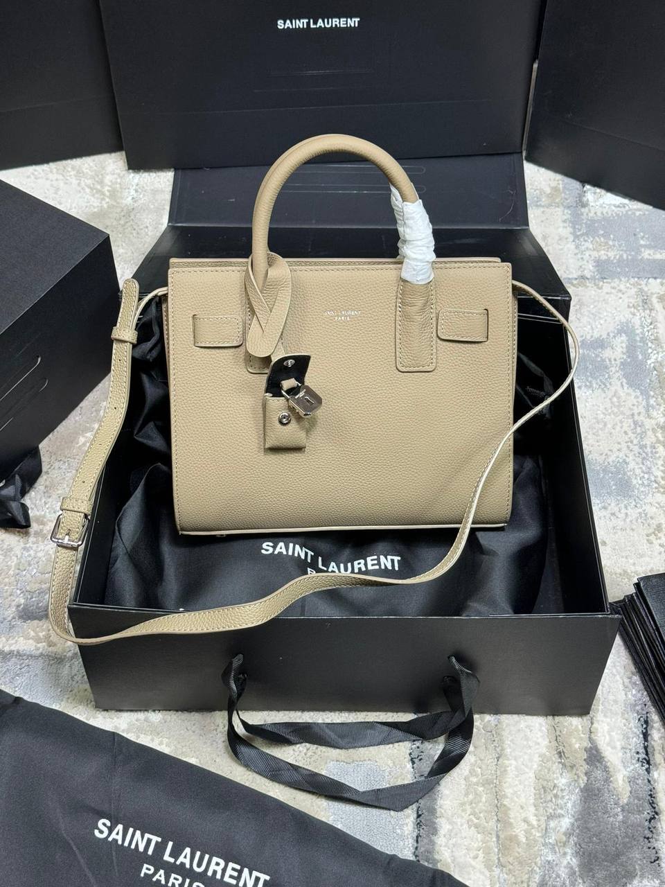 SANT LAURENTeSaece De Jour nano croc-effect leather tote Luxury Crocodile Goat Leather Tote Bag su0711