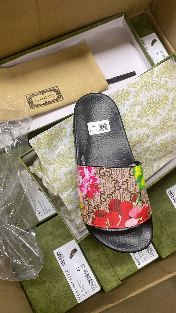 SUPER CLON GUCC FLOWER SLIDES WITH FULL PACKAGING ETC jay0306
