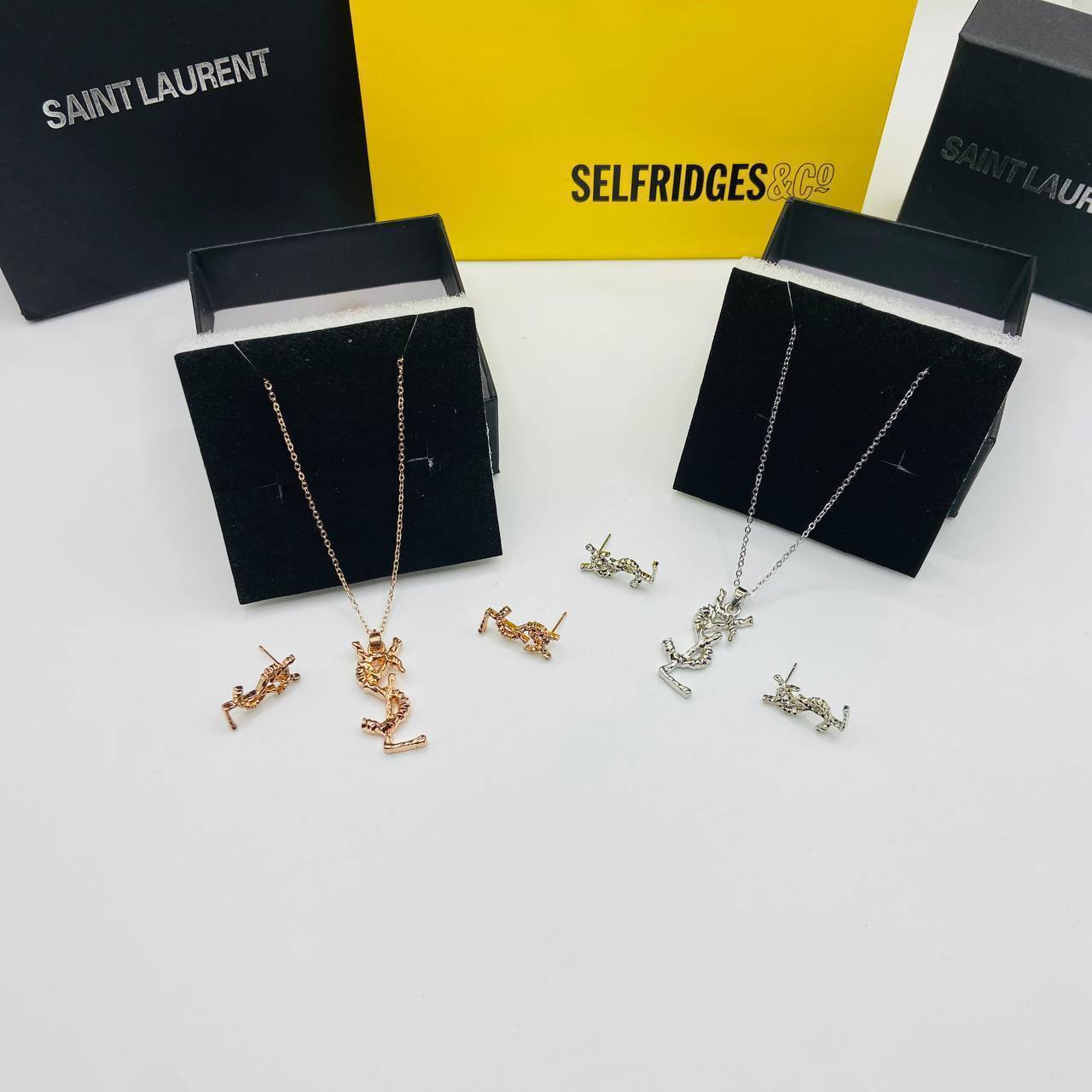 YSL earings and necklace set with packaging to0806