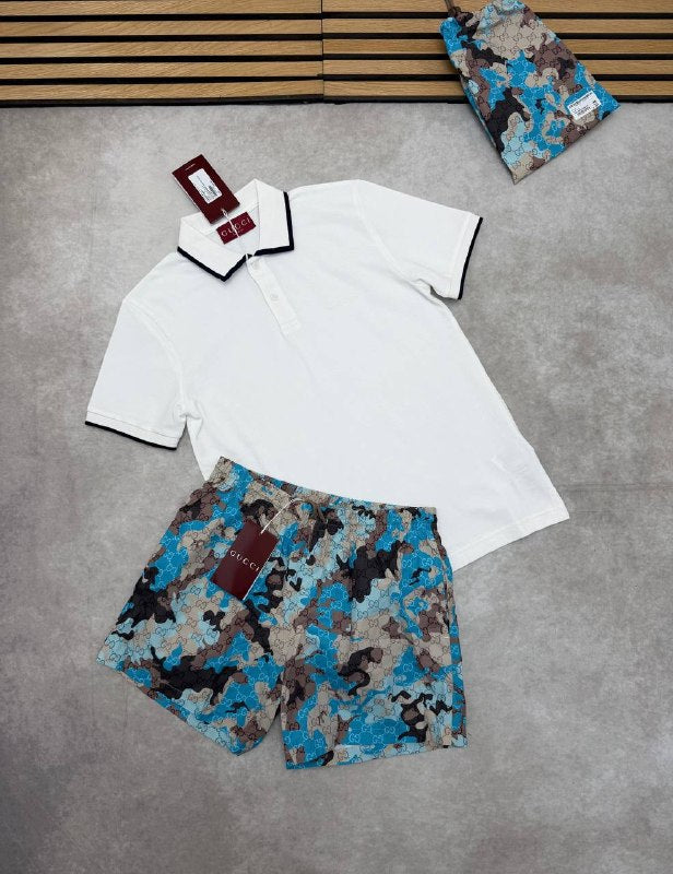SUPER CLON GUCC POLO & SWIM SHORTS SET am1506