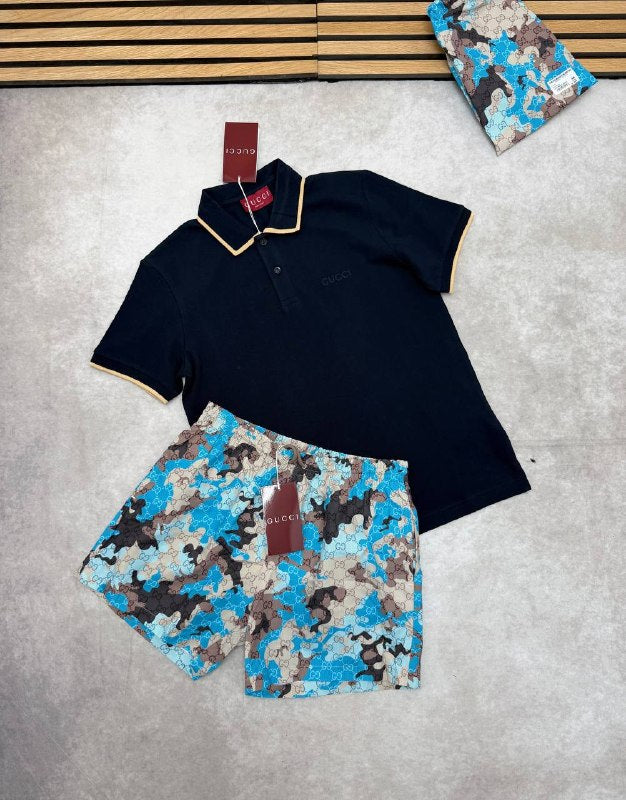 SUPER CLON GUCC POLO & SWIM SHORTS SET am1506