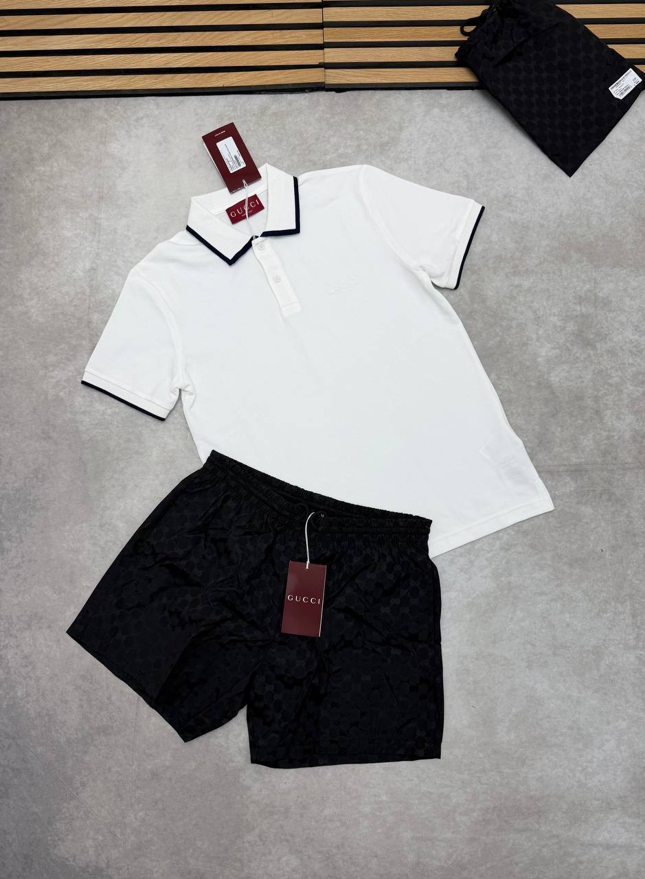 SUPER CLON GUCC POLO & SWIM SHORTS SET am1506