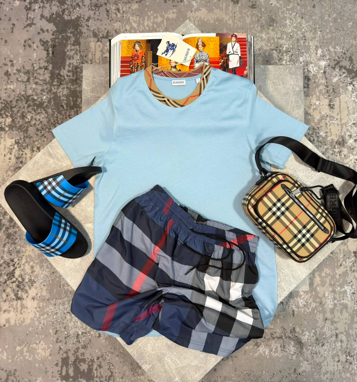 Burber Bag&Sliders& ShortsSet aj1906