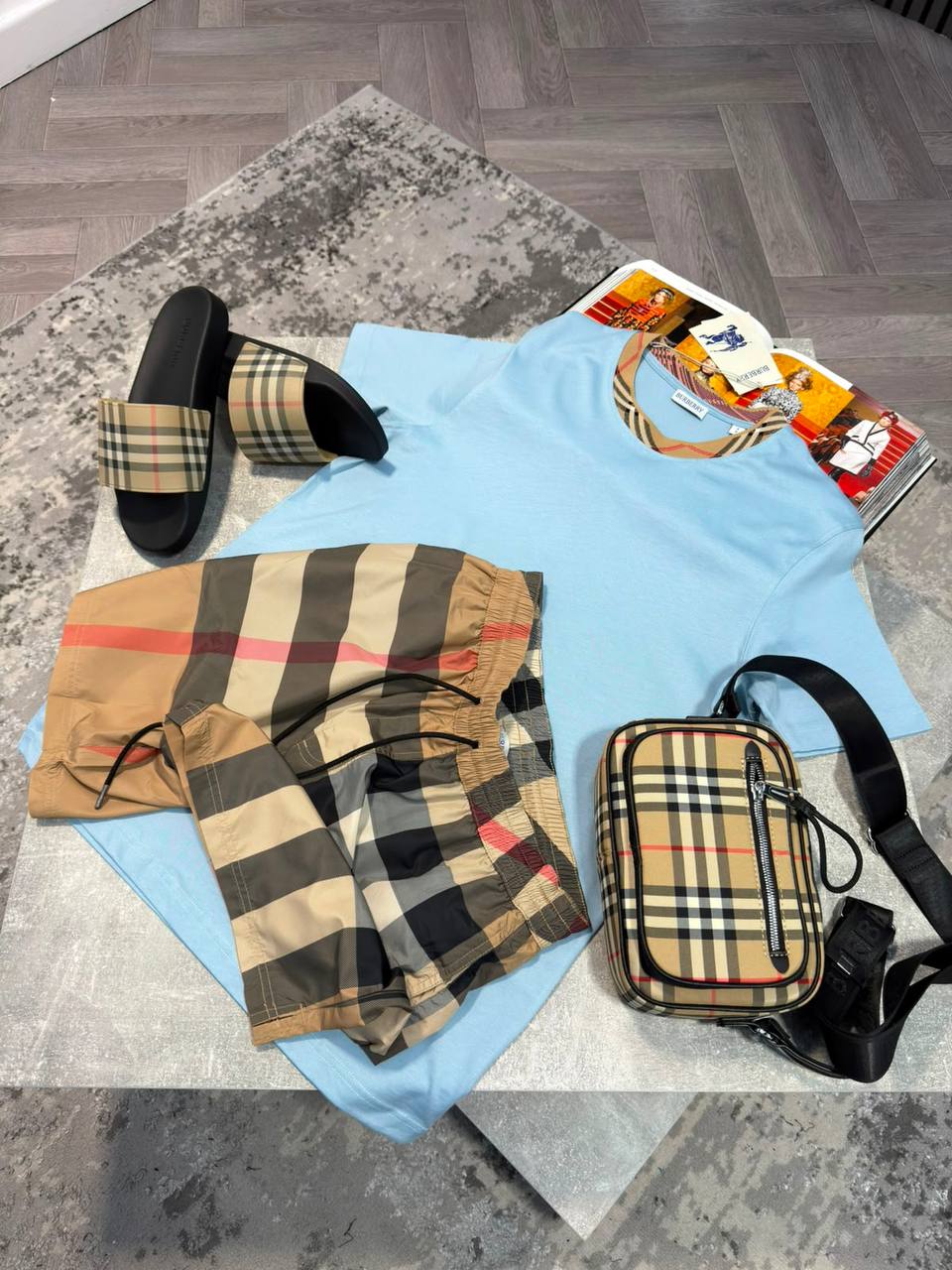 Burber Bag&Sliders& ShortsSet aj1906