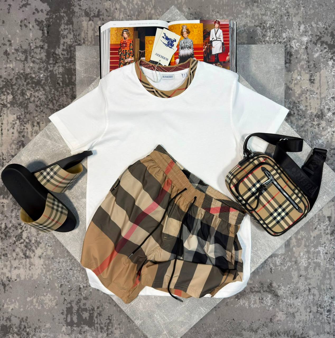 Burber Bag&Sliders& ShortsSet aj1906
