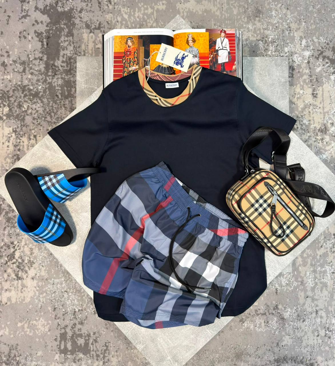 Burber Bag&Sliders& ShortsSet aj1906