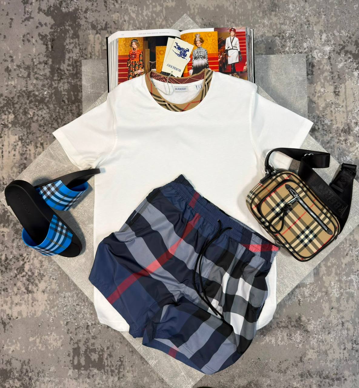 Burber Bag&Sliders& ShortsSet aj1906