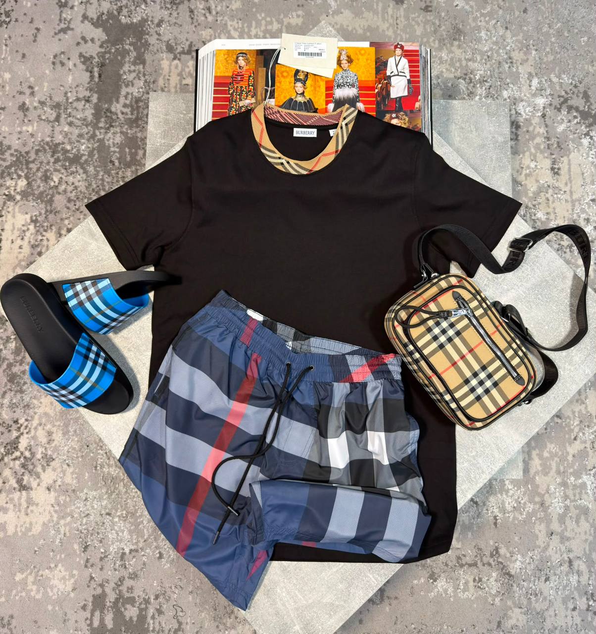 Burber Bag&Sliders& ShortsSet aj1906