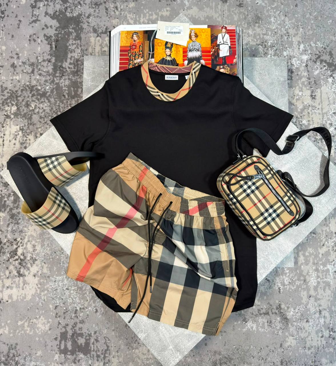 Burber Bag&Sliders& ShortsSet aj1906