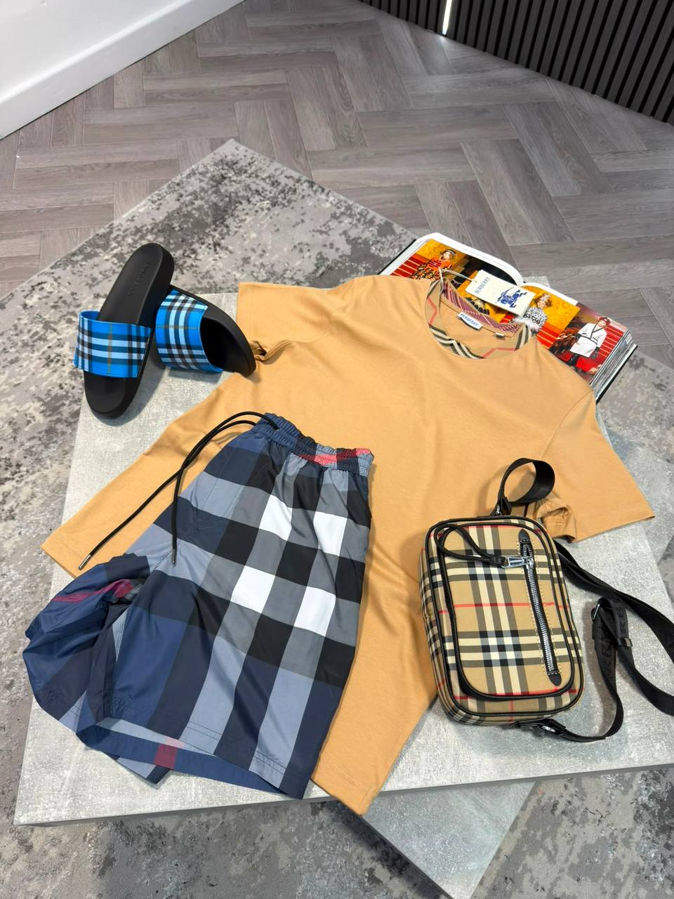 Burber Bag&Sliders& ShortsSet aj1906