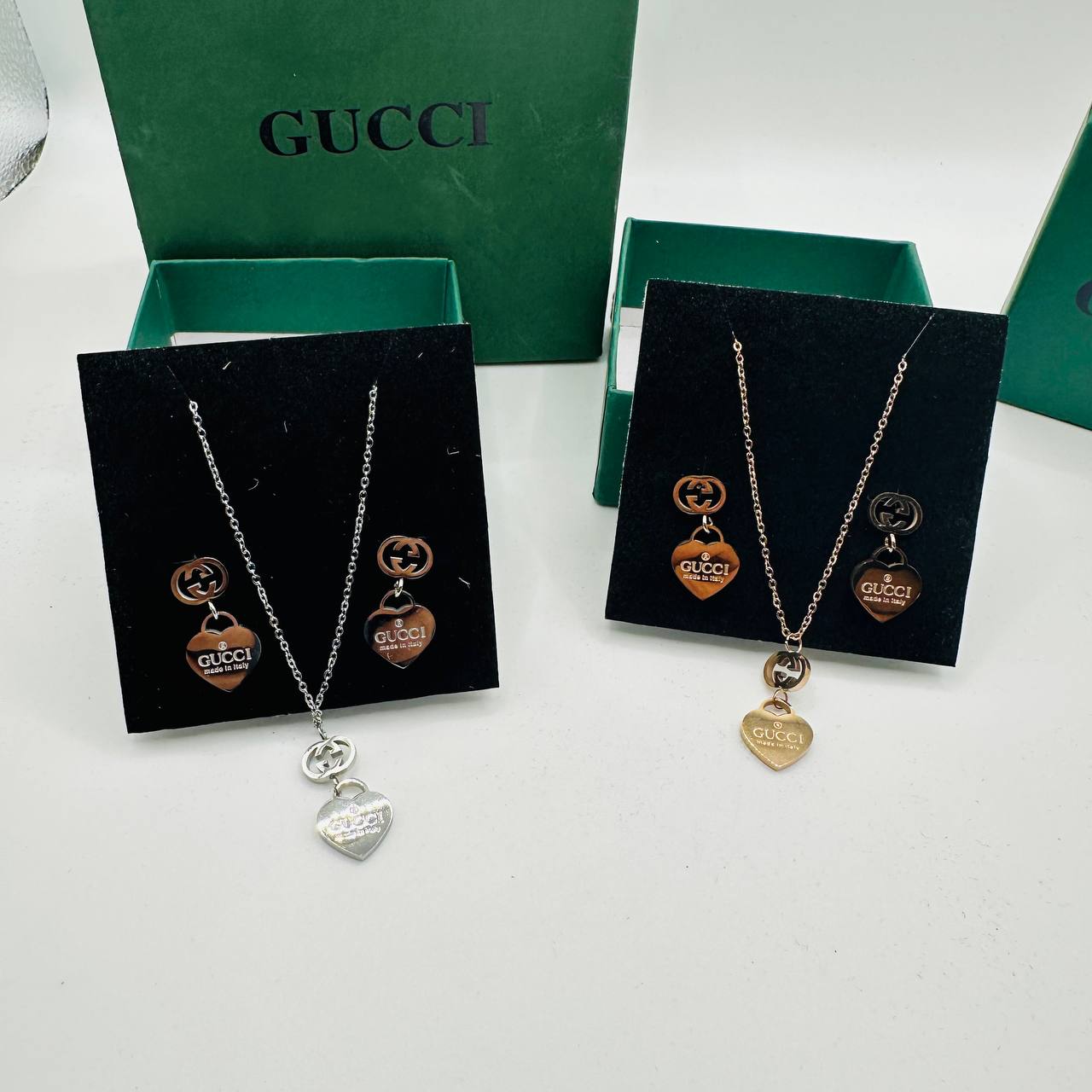 Gucc earings and necklace set with packaging to0409