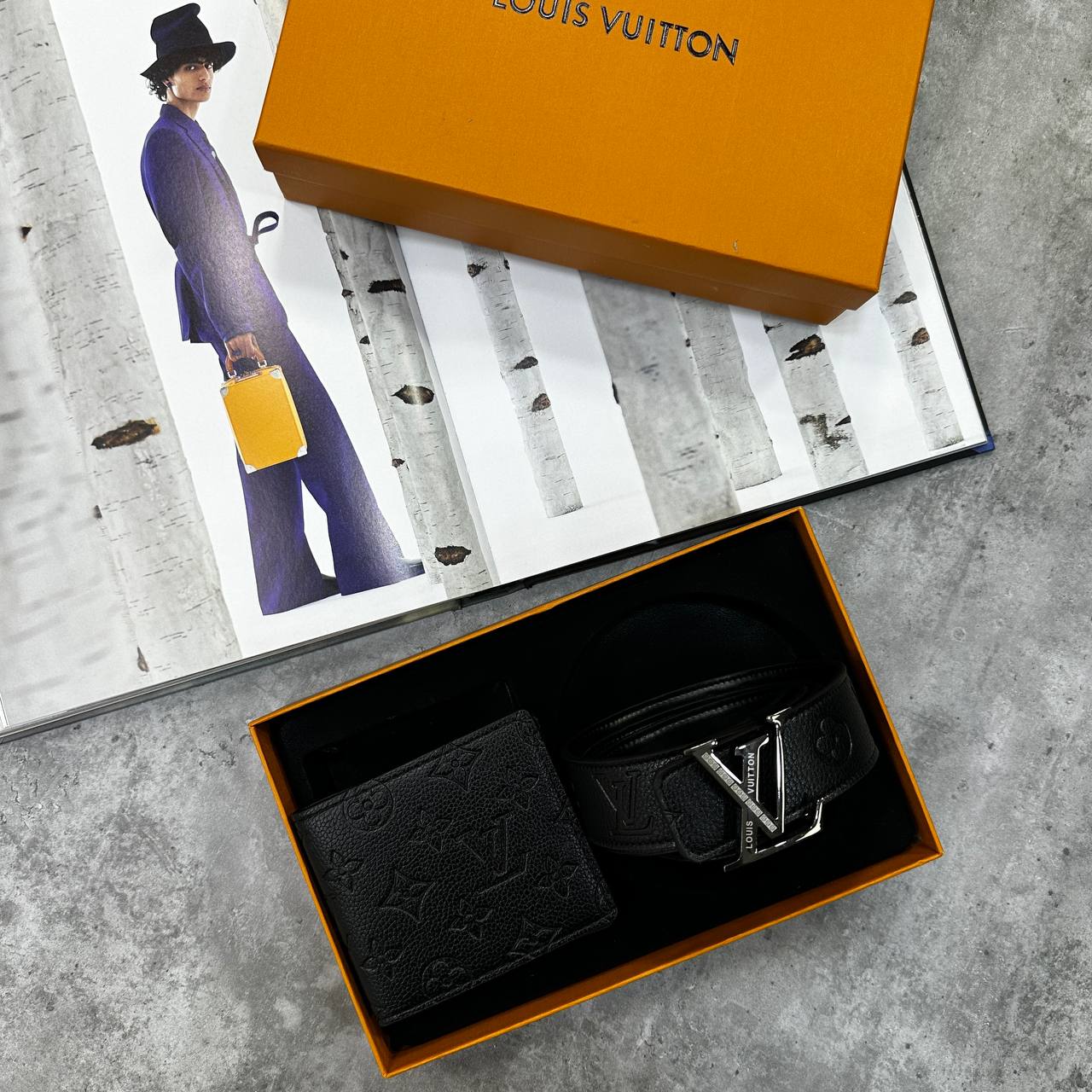 Top quality LVE AND DOR gift set Belt and wallet su2909