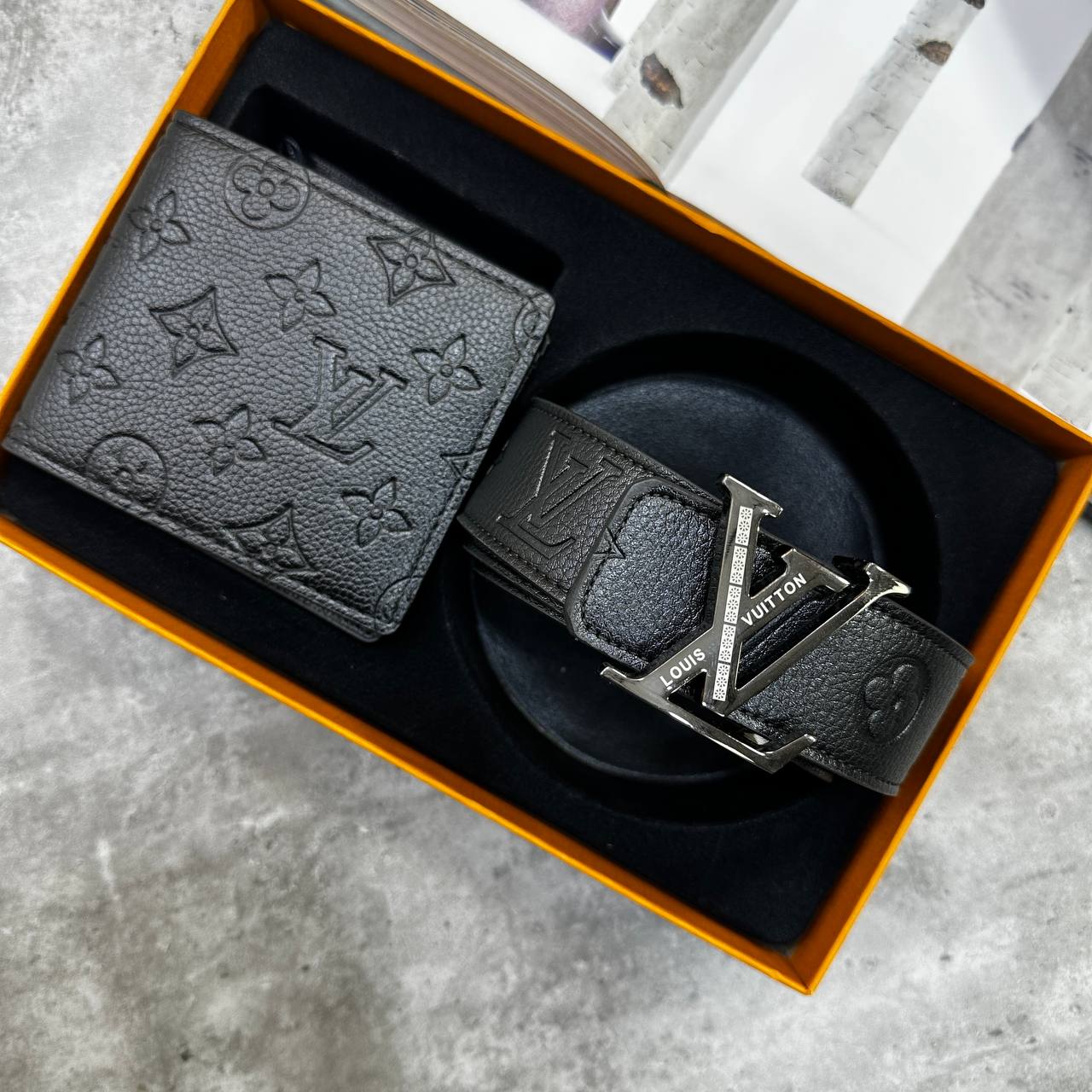 Top quality LVE AND DOR gift set Belt and wallet su2909