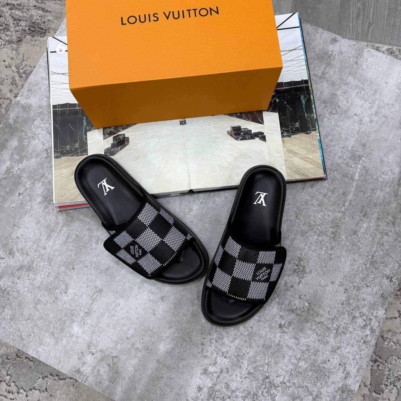 SUPER CLON LV CHEC SLIDES WITH FULL PACKAGING ETC jay2604