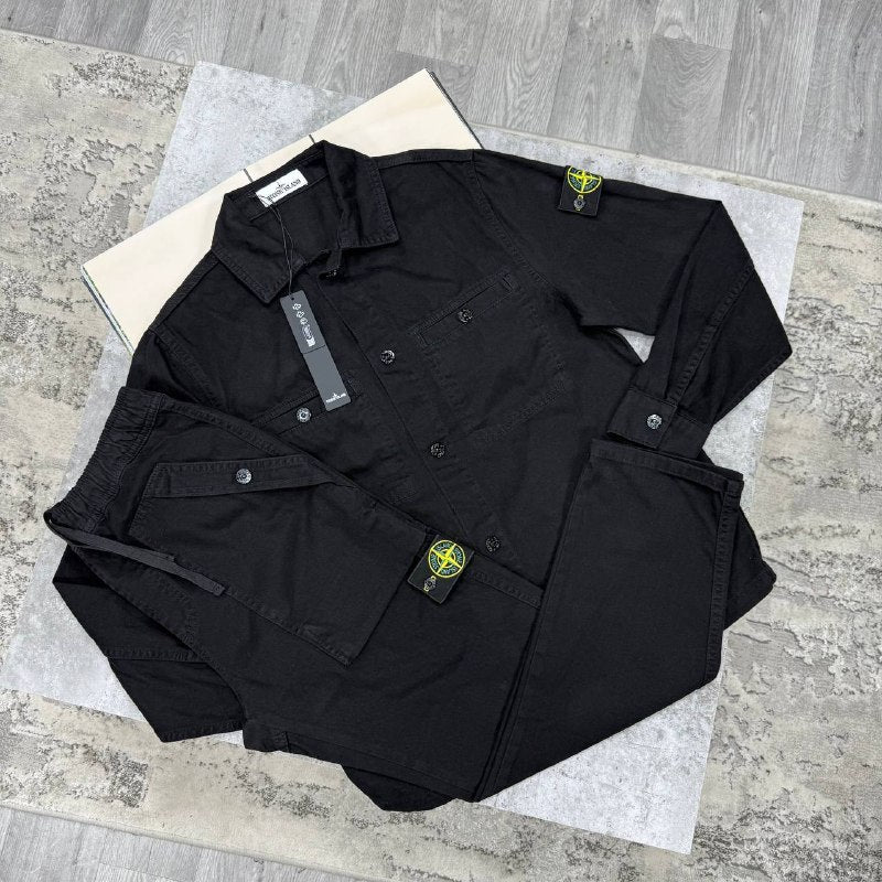 SUPER CLON STONE OVERSHIRT AND CARGO TROUSER WITH DOUBLE BADGE SET jay0305