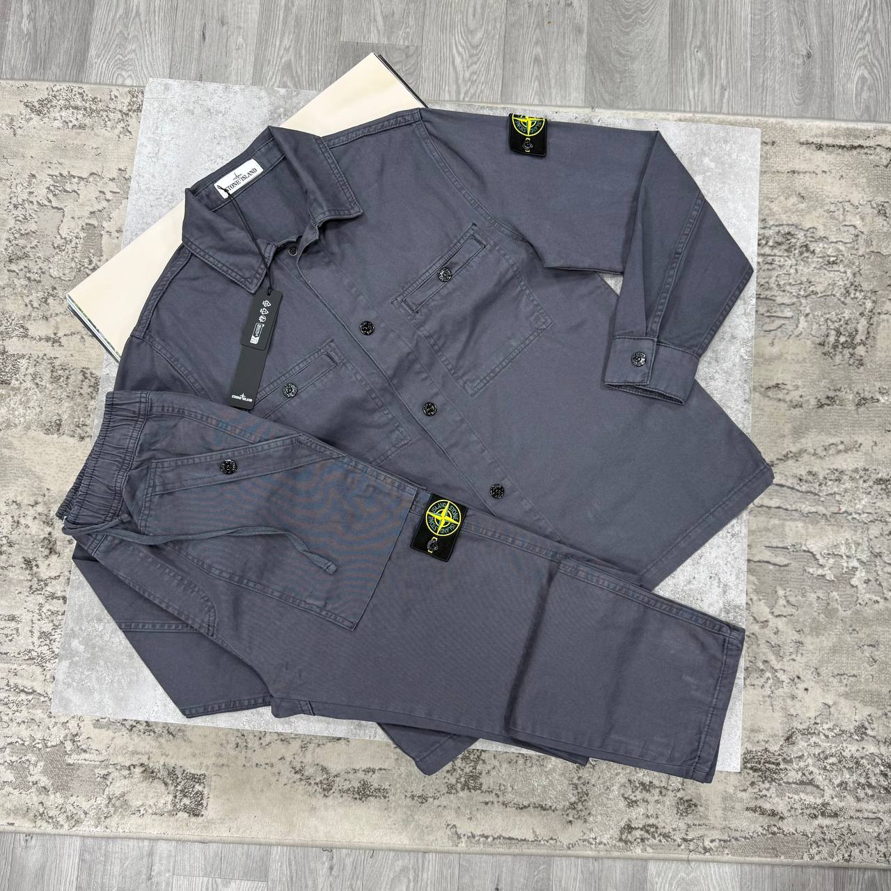 SUPER CLON STONE OVERSHIRT AND CARGO TROUSER WITH DOUBLE BADGE SET jay0305