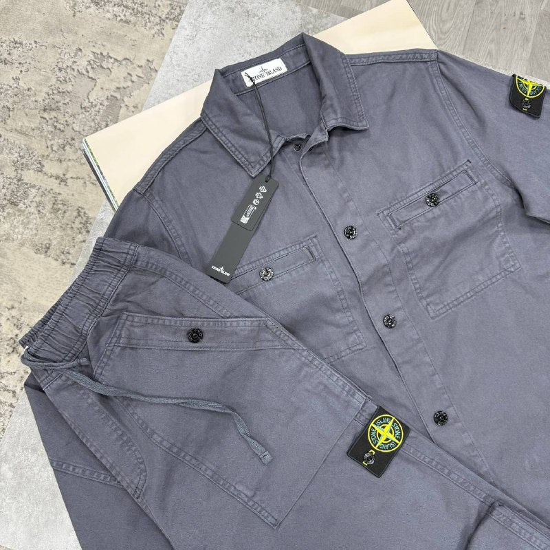 SUPER CLON STONE OVERSHIRT AND CARGO TROUSER WITH DOUBLE BADGE SET jay0305