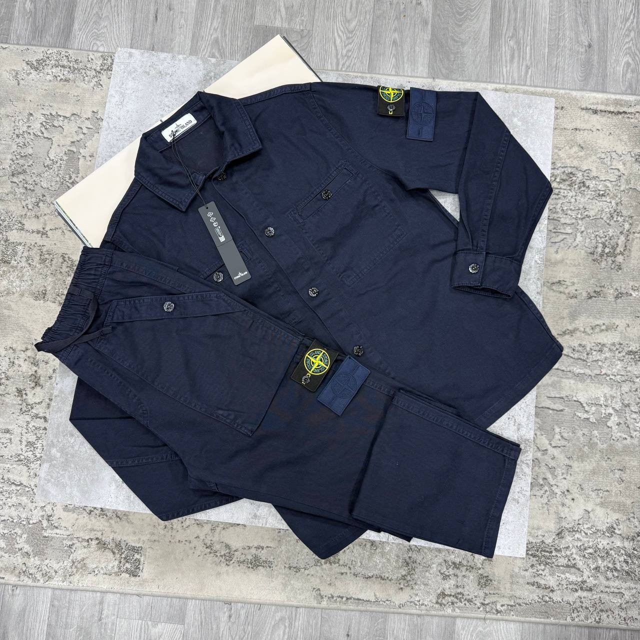 SUPER CLON STONE OVERSHIRT AND CARGO TROUSER WITH DOUBLE BADGE SET jay0305