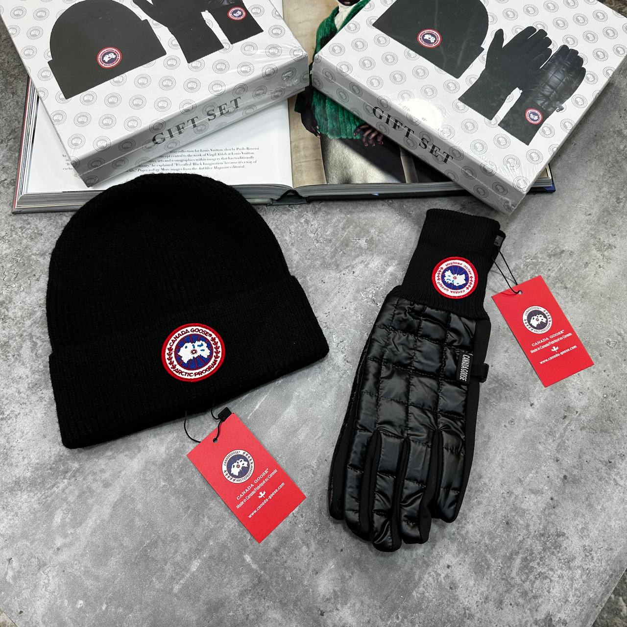 Top quality Canada gose hat and gloves set ha2210