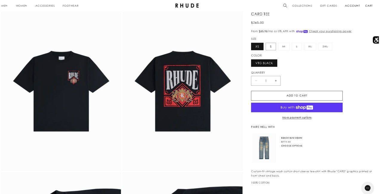 Restocked Rhude t shirt sa2307