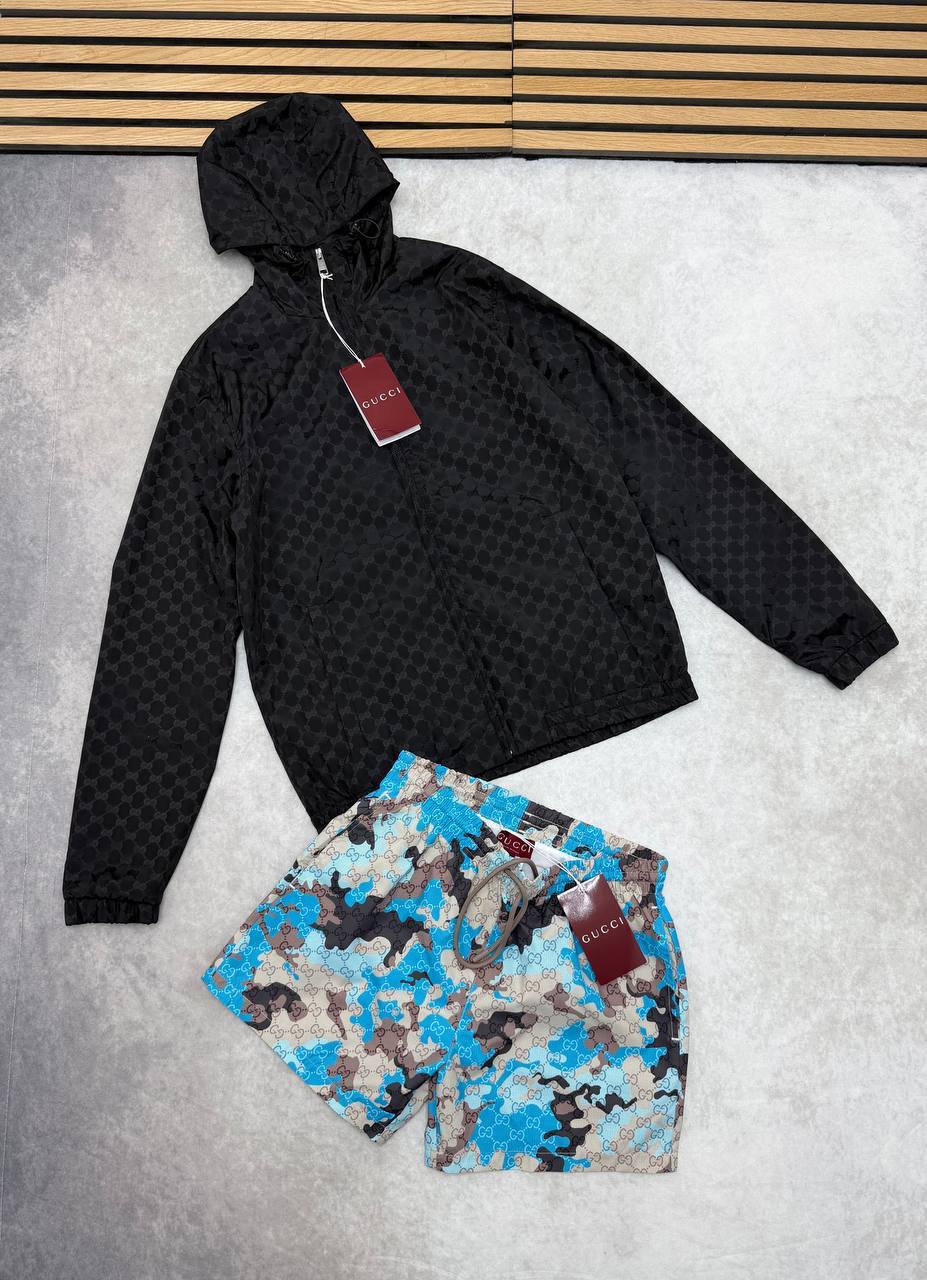 SUPER CLON GUCC GG NYLO JACQUARD ZIP JACKET AND SHORT am0107