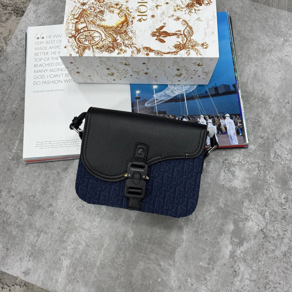 SUPER CLON DIO SADDLE MESSENGER BAG WITH FLAP WITH BOX ETC jay1809