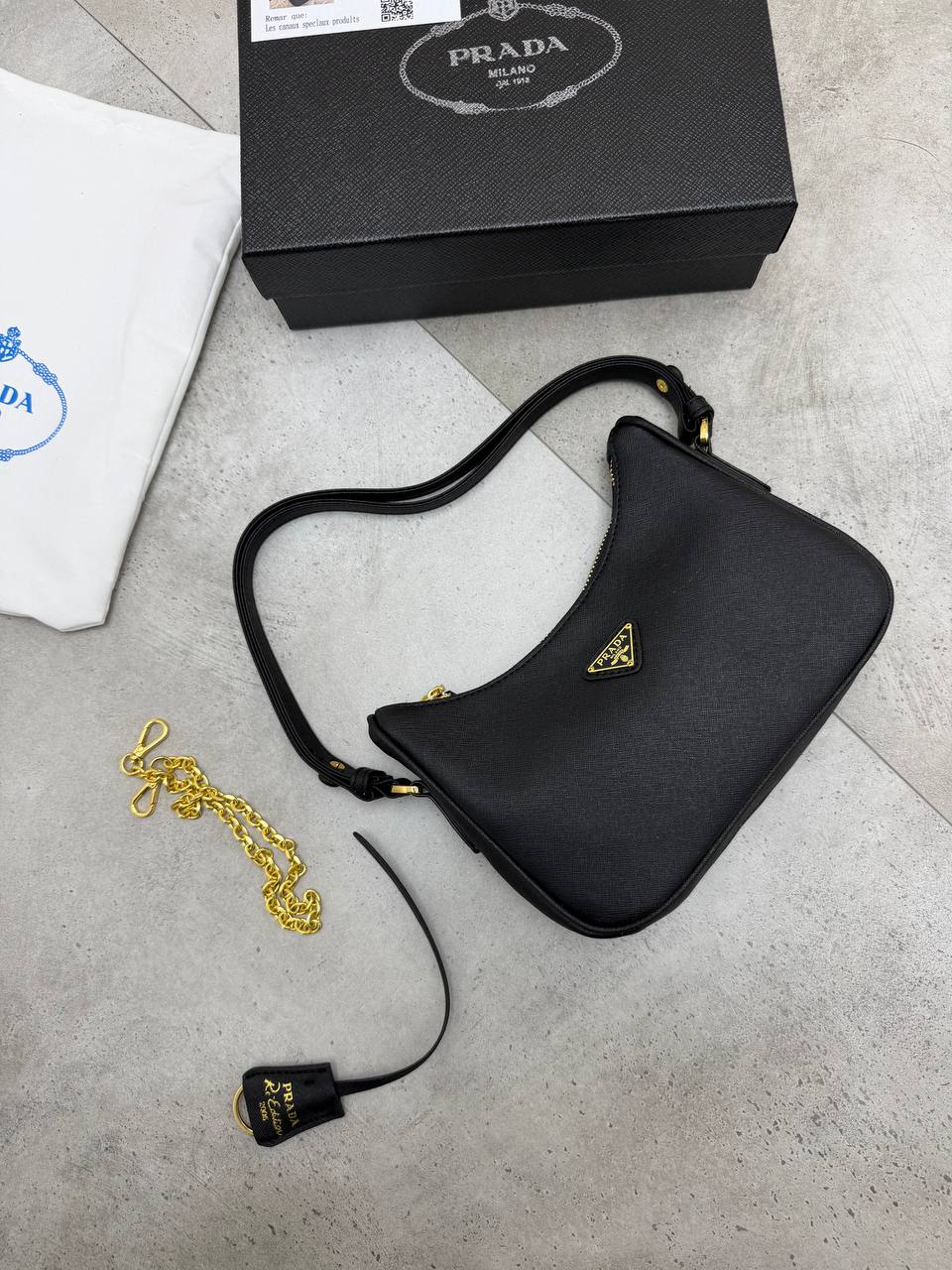 SUPER CLON PRAD LEATHER BAG COME WITH BOX ETC am0807
