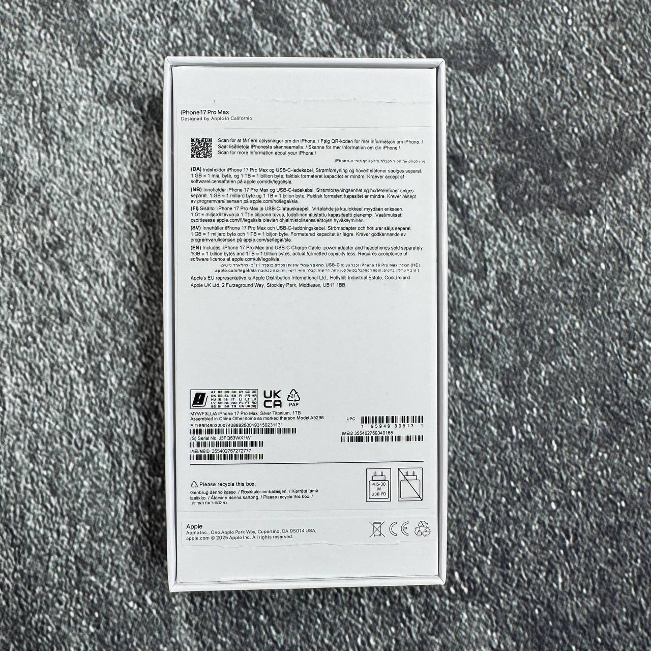 phone 17 pro max 1tb storage iOS version sa1007