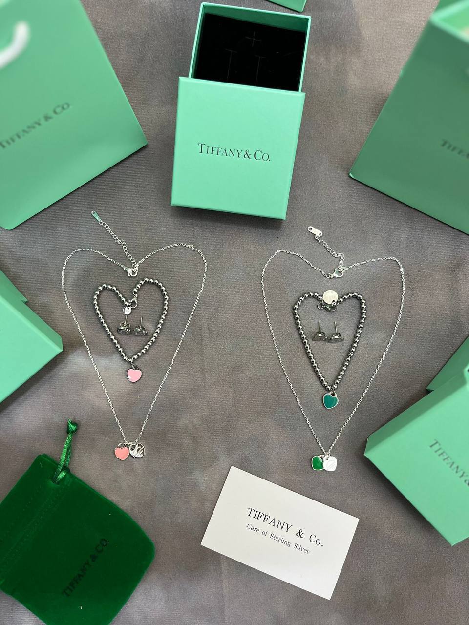 TIFFAN NECKLACE BRACELET & EARING SETS COME WITH BOX ETC am2908