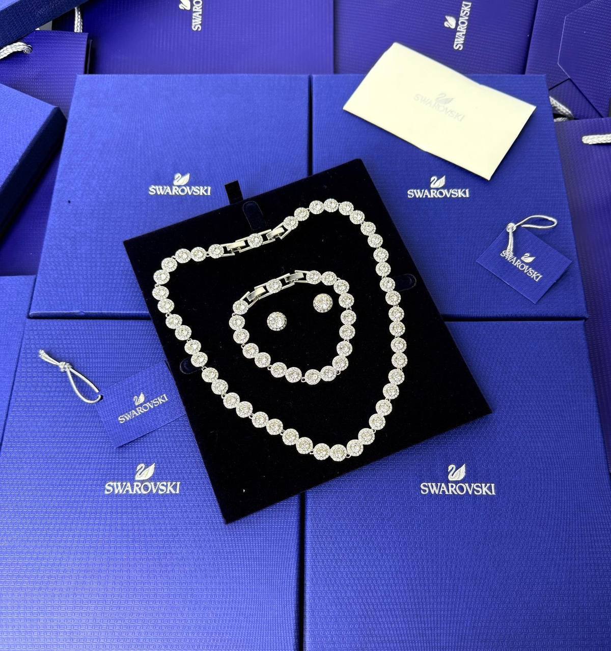 Super Clon full set Swarovsk Una Angelic Round Cut Pavé Necklace, Earrings & Bracelet Set am2908