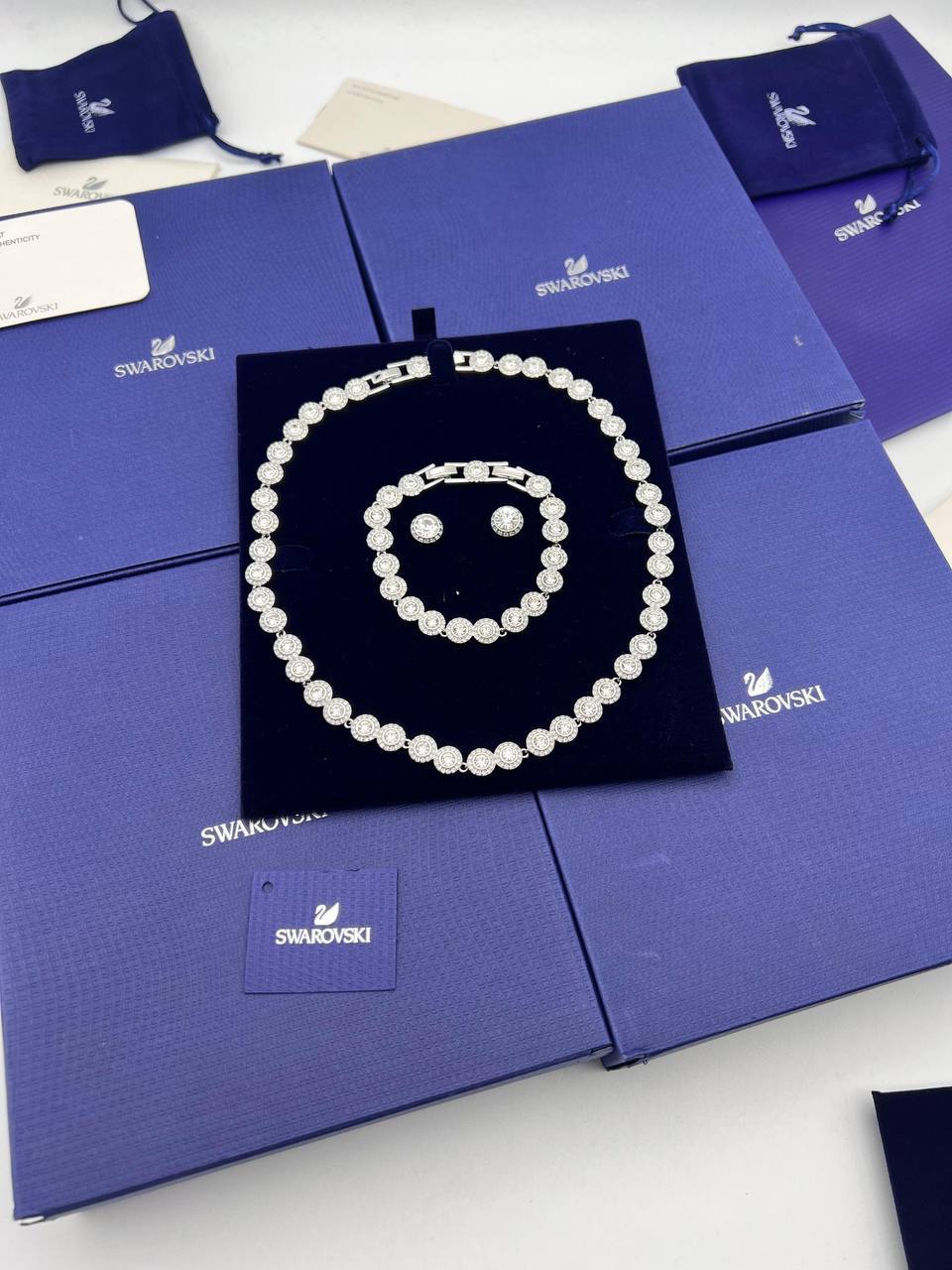 Super Clon full set Swarovsk Una Angelic Round Cut Pavé Necklace, Earrings & Bracelet Set am2908