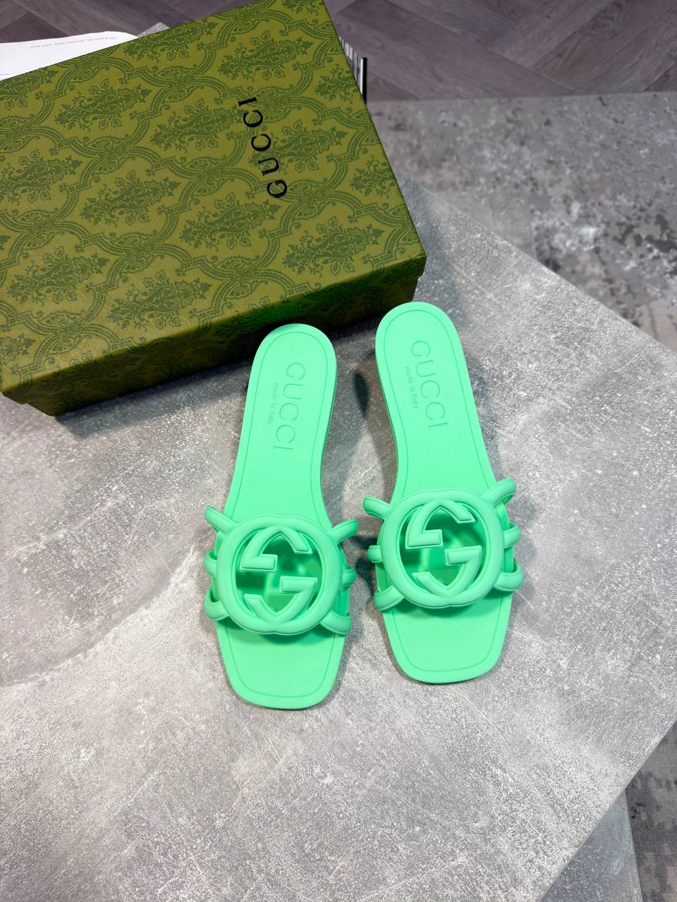 Gucc Women interlocking G Slide Sandals aj2907
