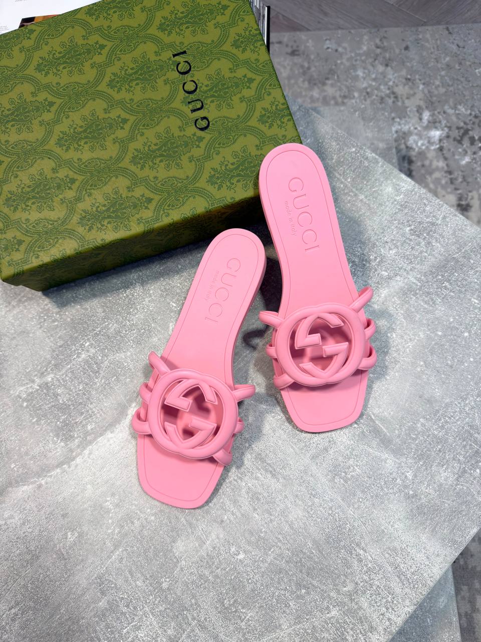 Gucc Women interlocking G Slide Sandals aj2907