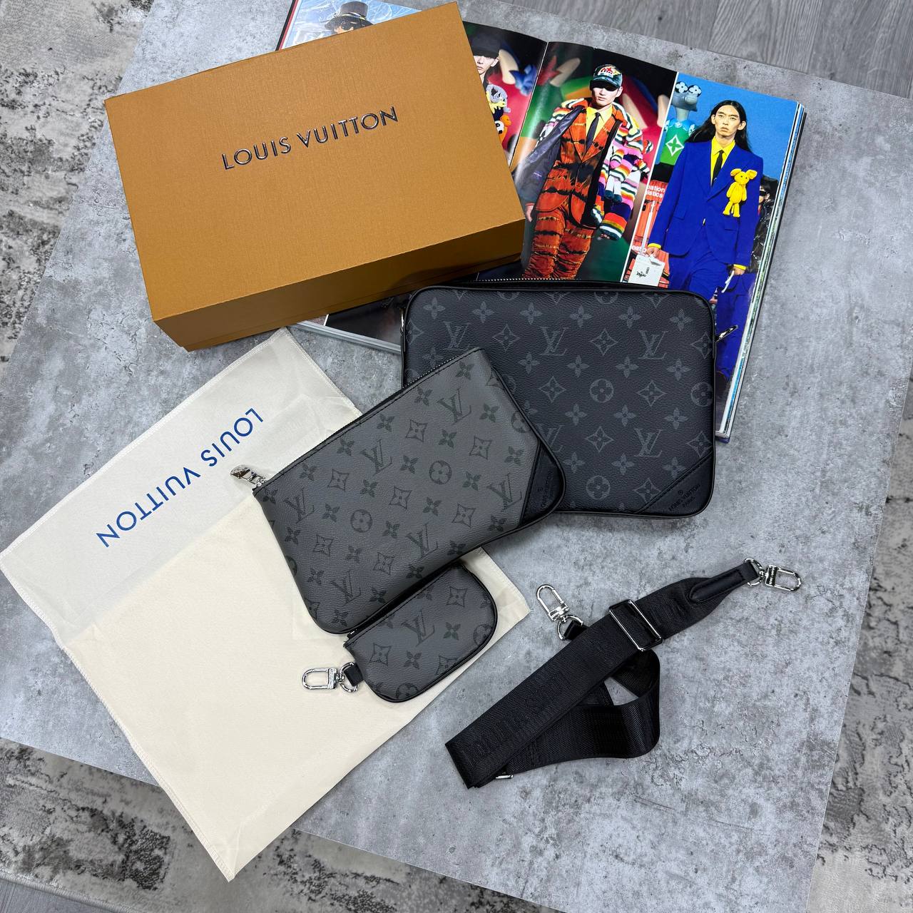 SUPER CLON LV TRIO MESSENGER BAG WITH FULL PACKAGING ETC jay2406