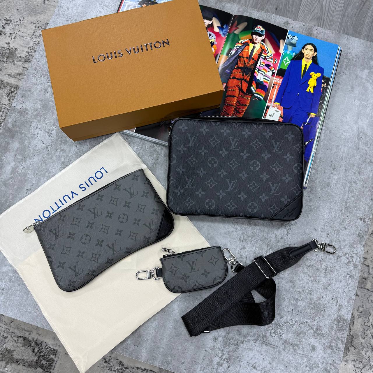 SUPER CLON LV TRIO MESSENGER BAG WITH FULL PACKAGING ETC jay0507