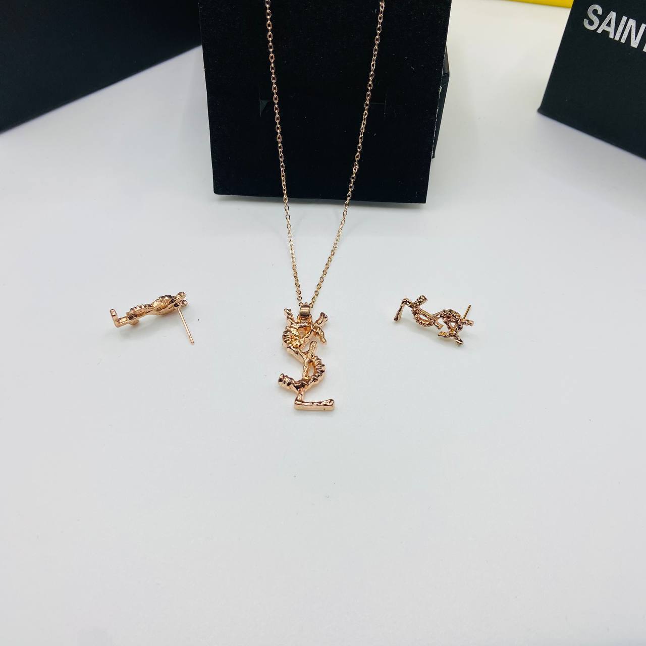 YSL earings and necklace set with packaging to140