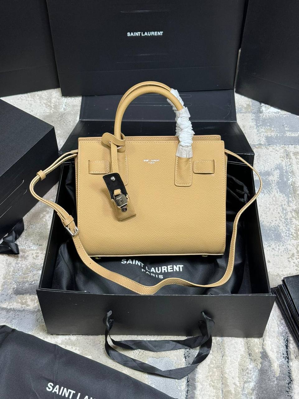 SANT LAURENTeSaece De Jour nano croc-effect leather tote Luxury Crocodile Goat Leather Tote Bag su0711