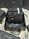 SANT LAURENTeSaece De Jour nano croc-effect leather tote Luxury Crocodile Goat Leather Tote Bag su0711