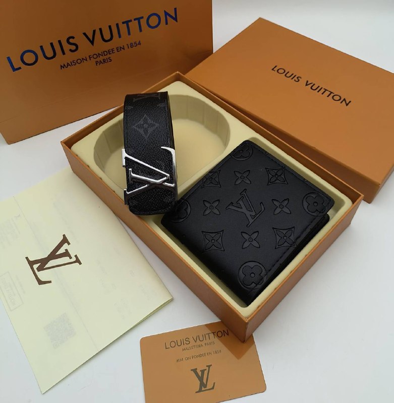 Lv belt and wallet set with box and carrier bag sa0806