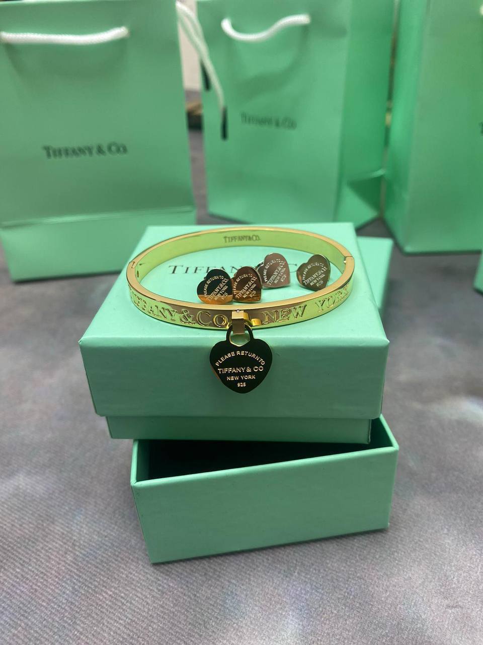 TIFFANY BANGLE AND EARRINGS  With Full Packing am0212