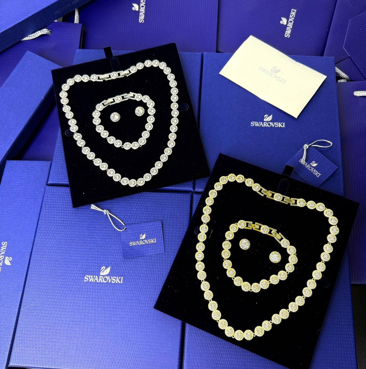 Super Clo full set Swarovskeei Una Angelic Round Cut Pavé Necklace, Earrings & Bracelet am0212