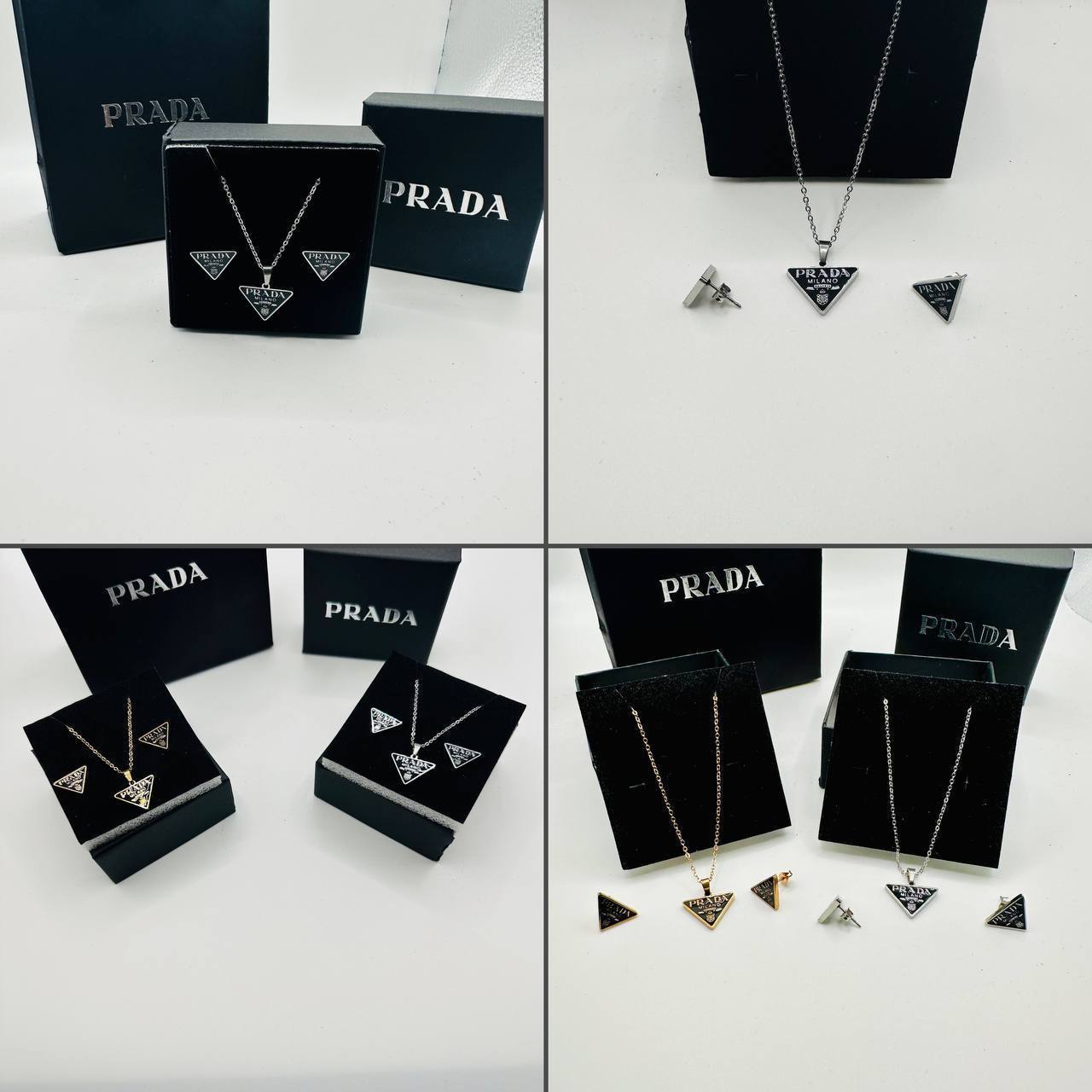 Prad earings and necklace set with packaging to0312