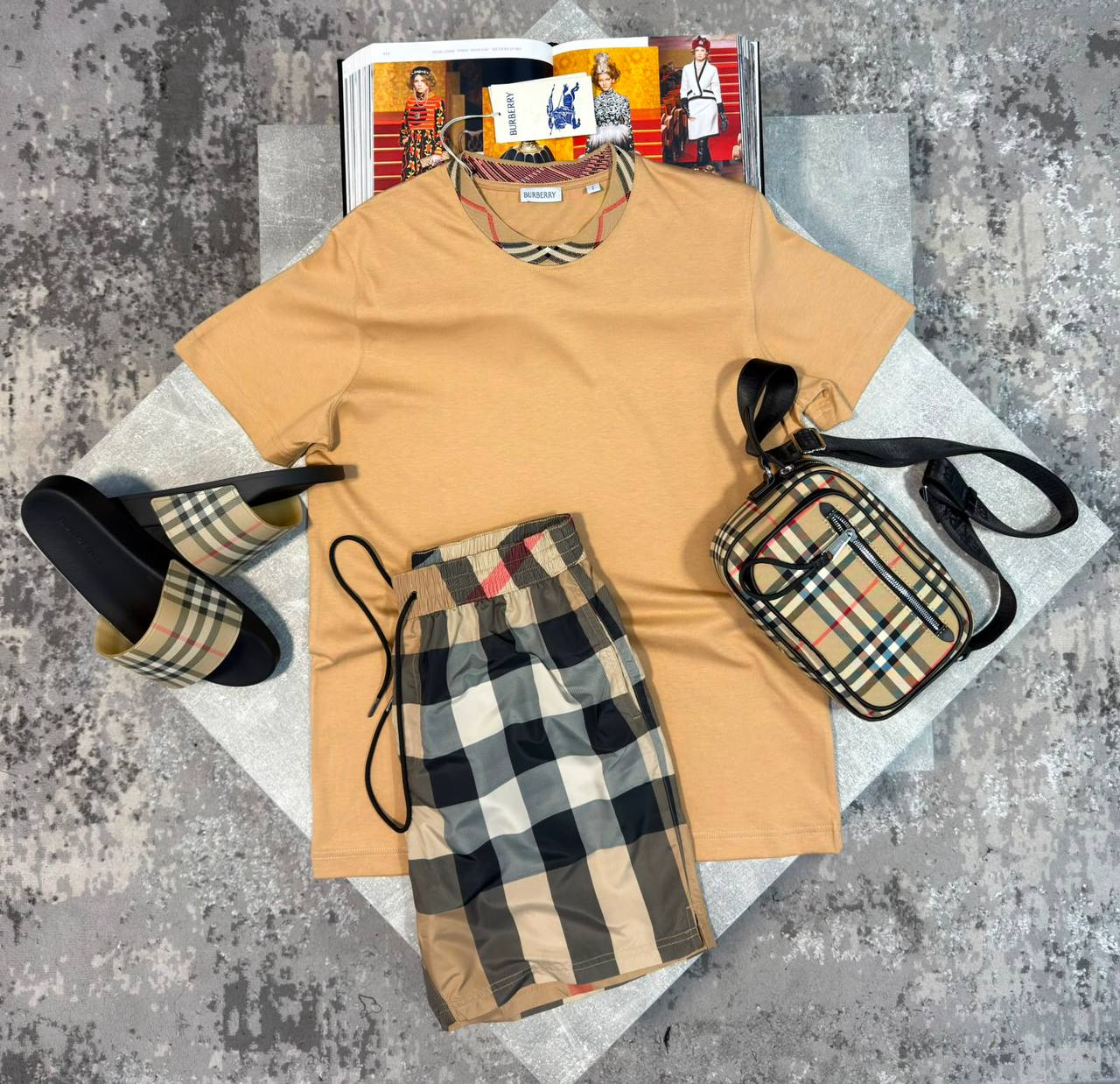 Burber Bag&Sliders& ShortsSet aj1906
