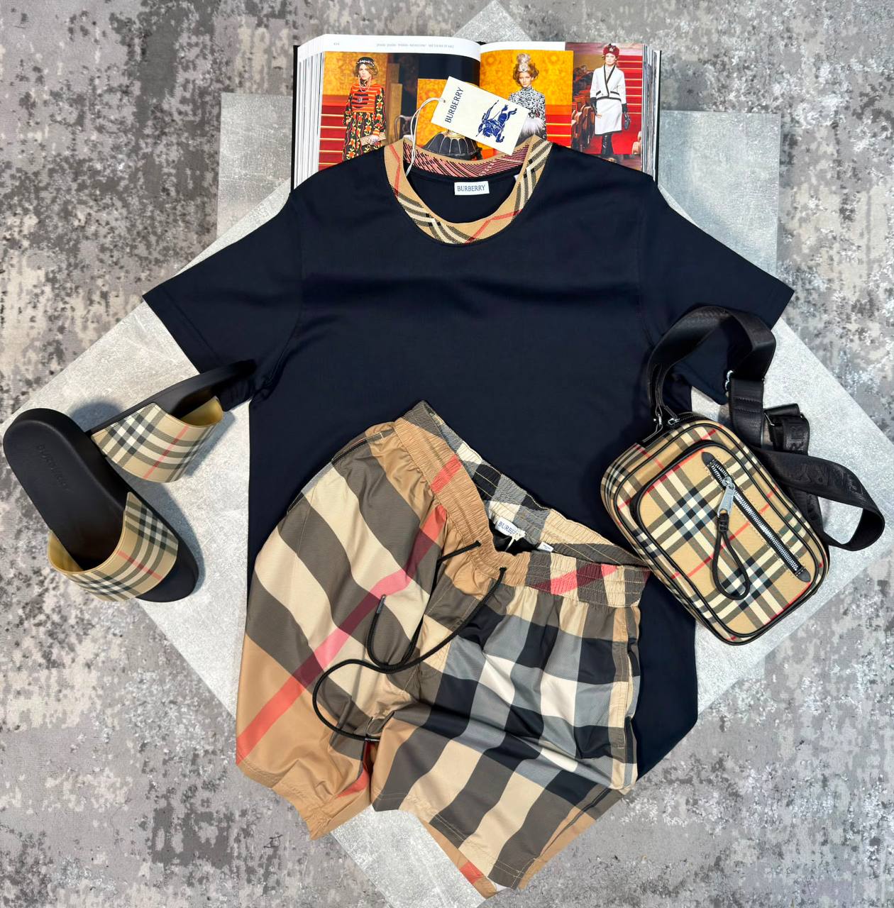 Burber Bag&Sliders& ShortsSet aj1906