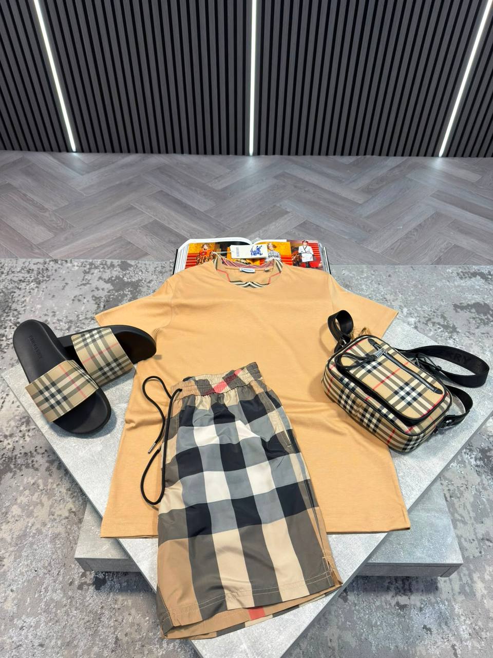Burber Bag&Sliders& ShortsSet aj1906