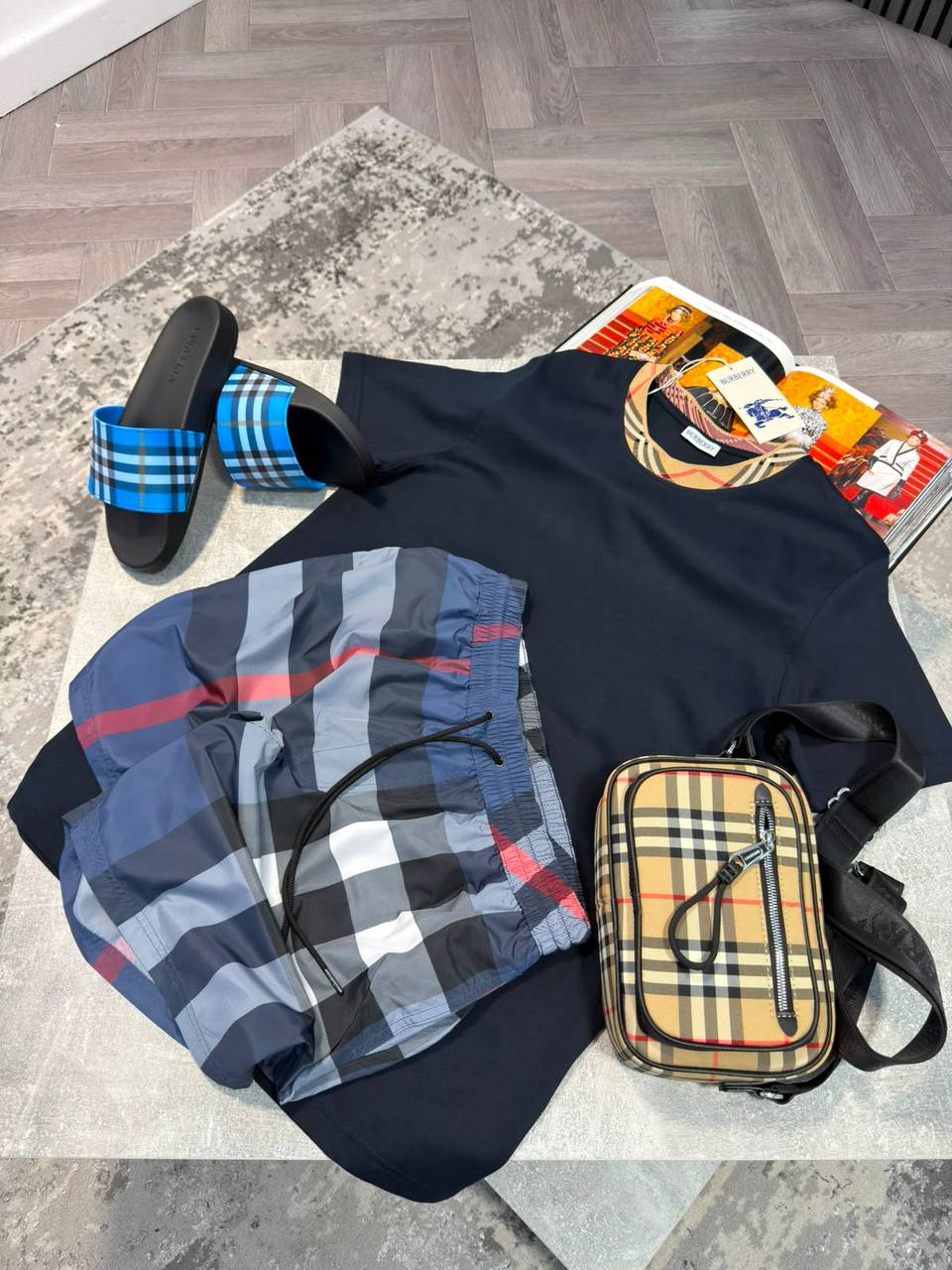 Burber Bag&Sliders& ShortsSet aj1906