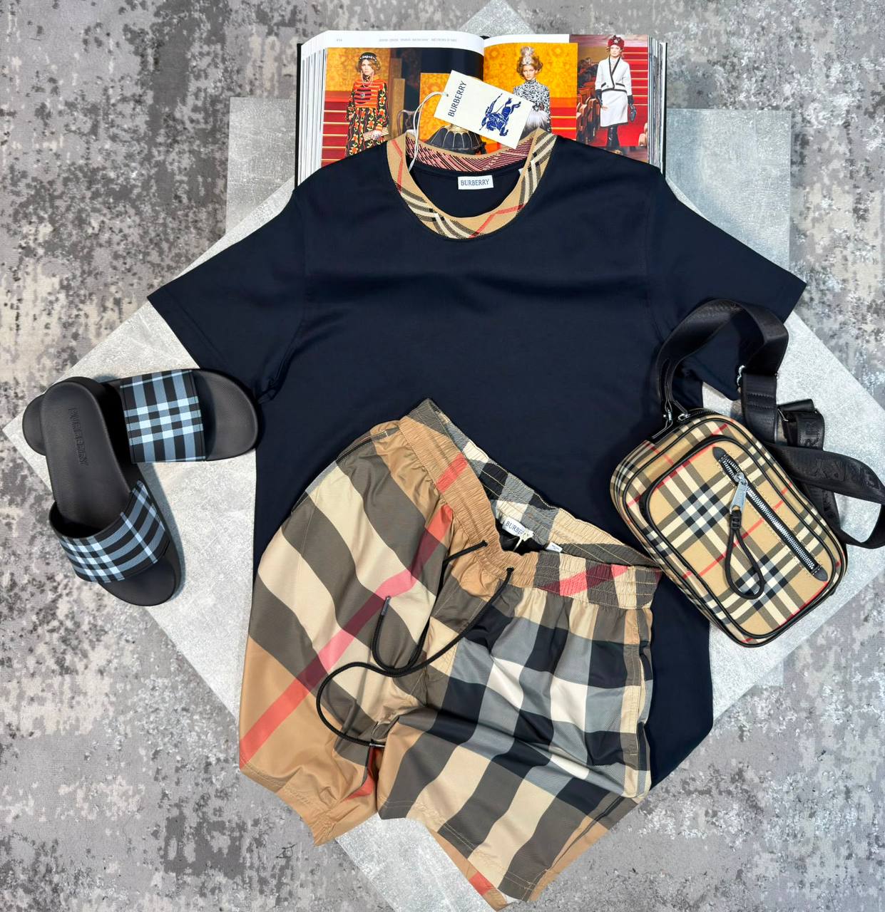 Burber Bag&Sliders& ShortsSet aj1906