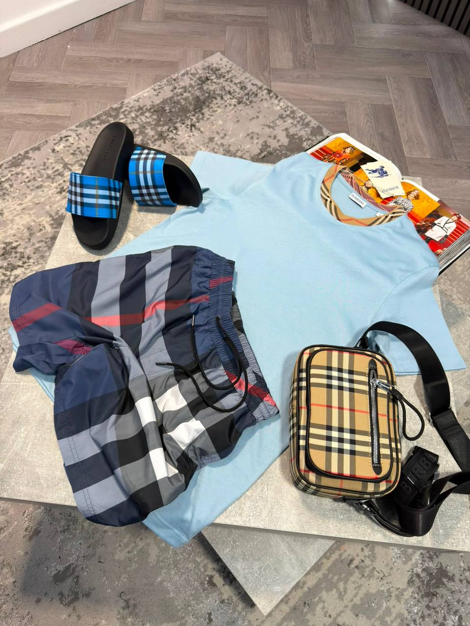 Burber Bag&Sliders& ShortsSet aj1906