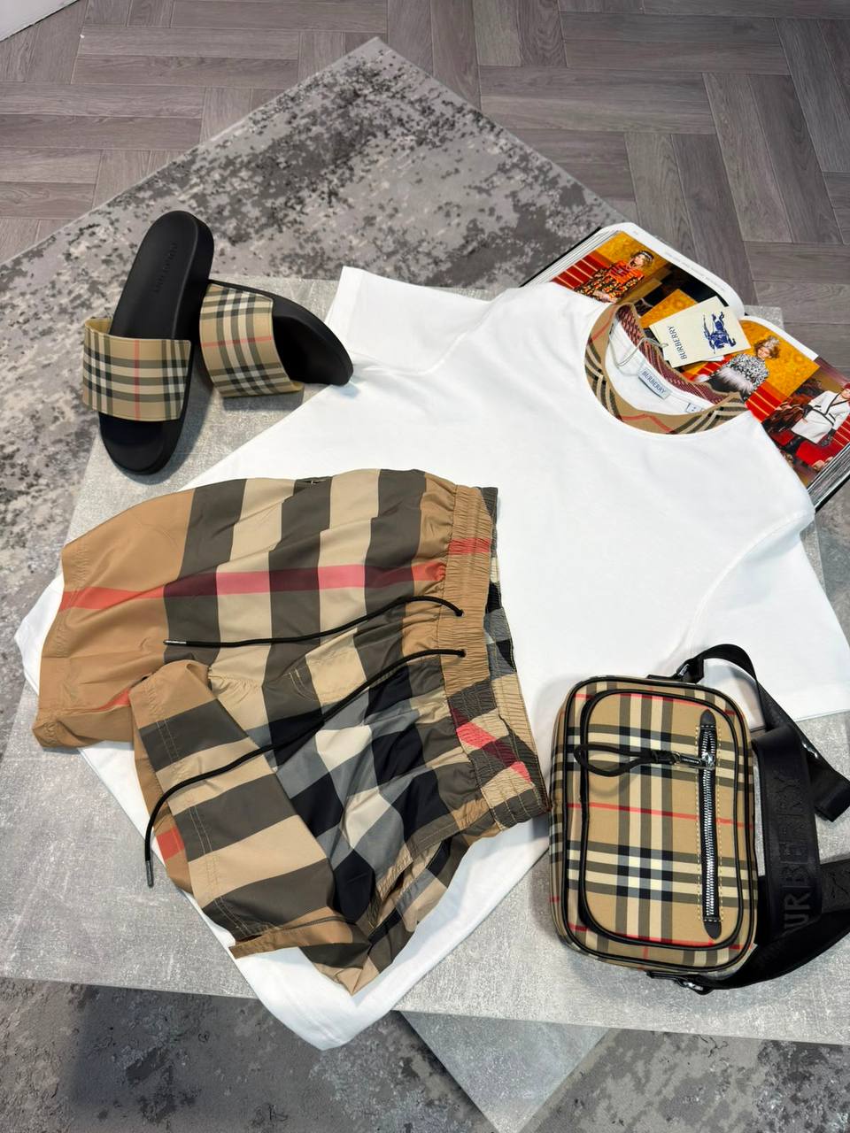 Burber Bag&Sliders& ShortsSet aj1906
