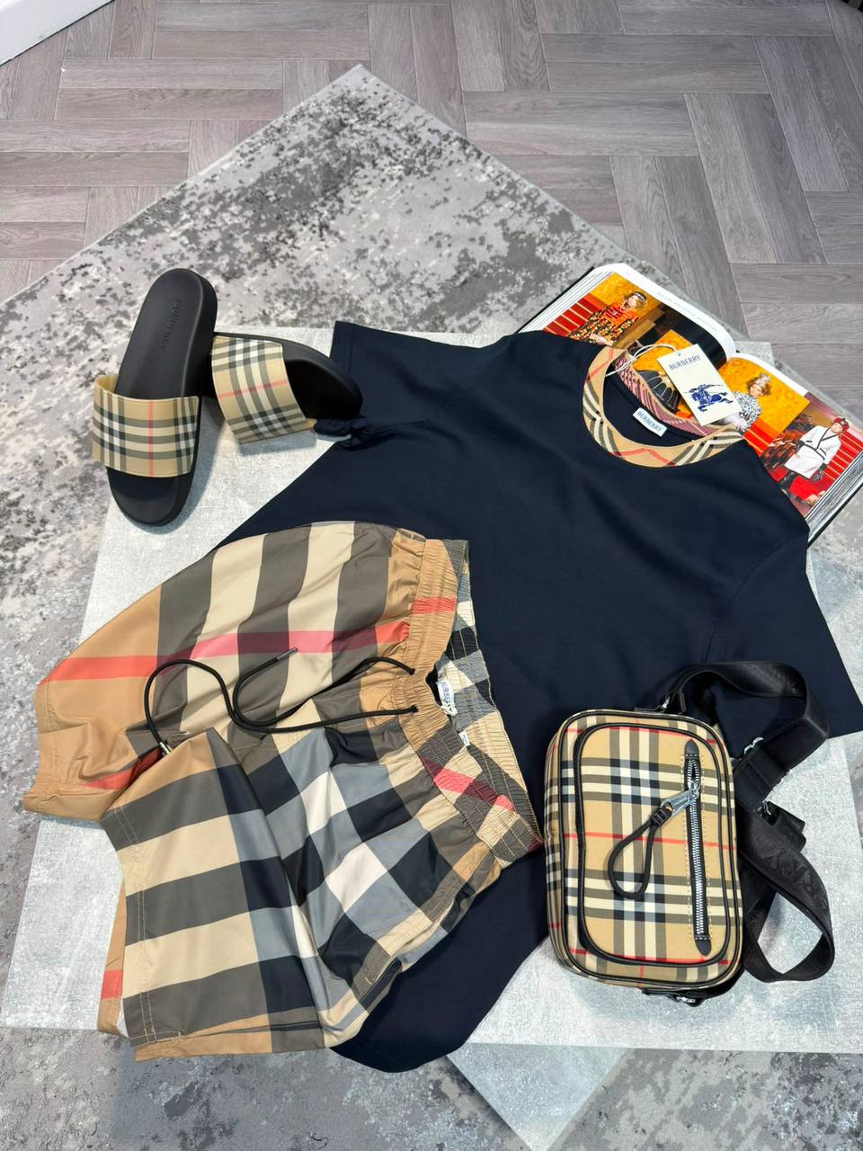 Burber Bag&Sliders& ShortsSet aj1906